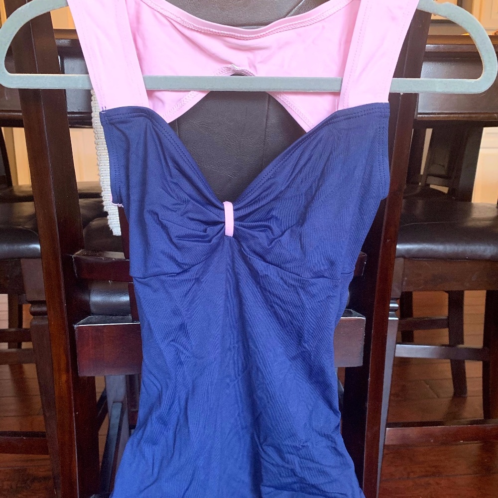 Natalie Navy and Pink Ballet Leotard